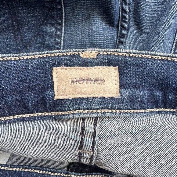 New MOTHER The Runaway Fray Flare Jeans Mid Rise Denim Precious Heirloom Blue 33 - Picture 12 of 16